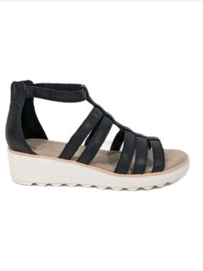 Clarks Jillian Nina Gladiator Sandals 9.5 wide NEW Women Black Wedge heel